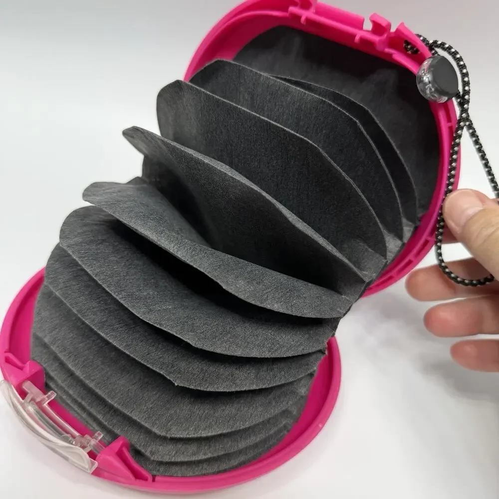 Vtg Discgear 22 CD DVD Disc Holder Carry Case Hard Clam Shell Pink Hanger